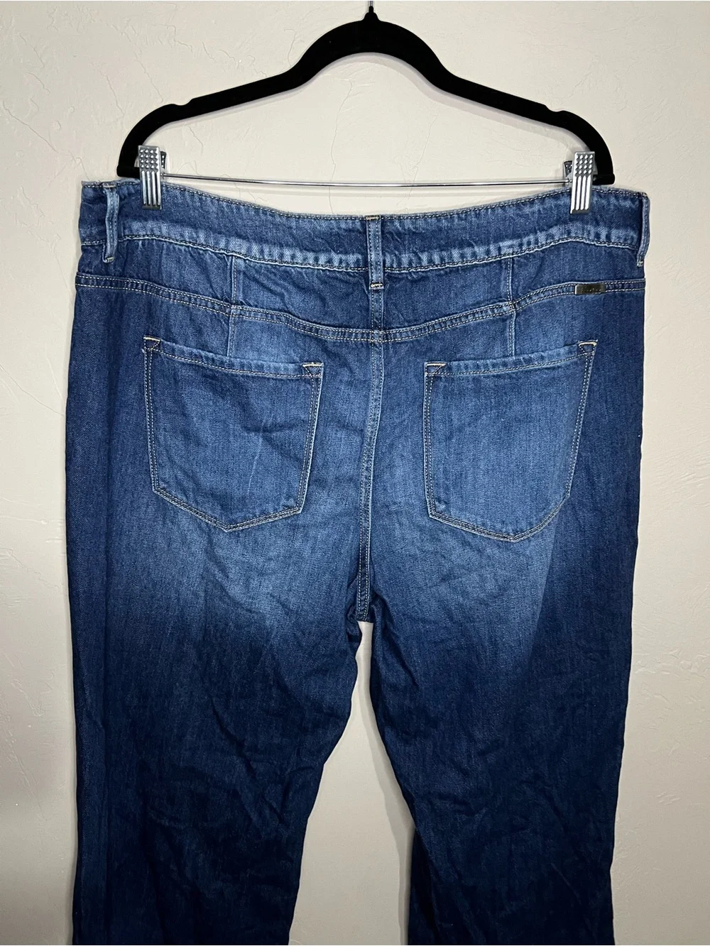Kancan High Rise Distressed Raw Hem Wide Leg Plus Size Jeans